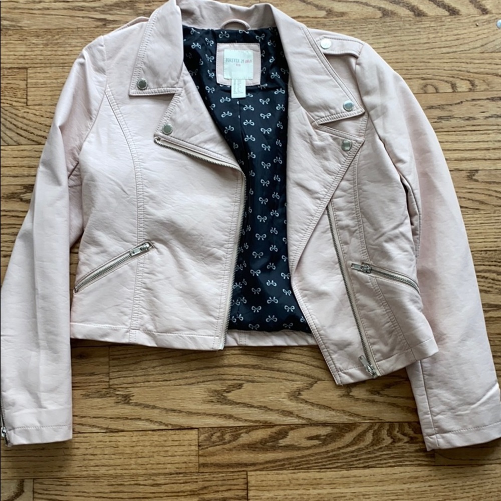pink leather jacket